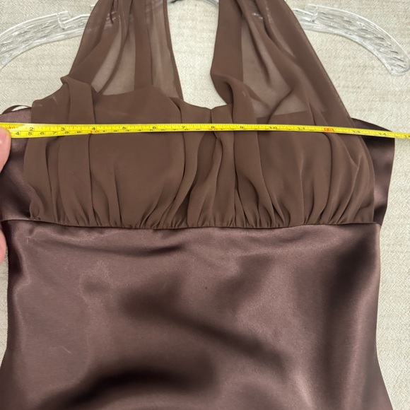 Cache Evening Dress Prom Brown Satin Maxi Dress - Picture 7 of 9